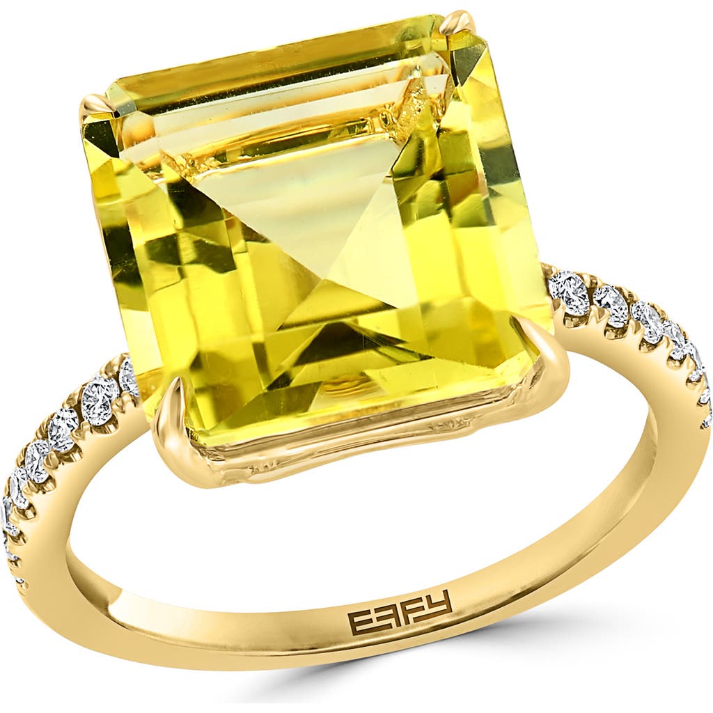 Effy 14k Yellow Gold Citrine & Pavé Diamond Ring In Yellow