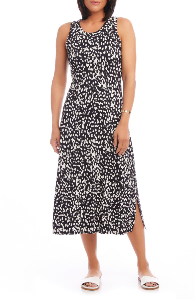 Karen Kane Dot Print Sleeveless Jersey Midi Dress, Main, color, Print