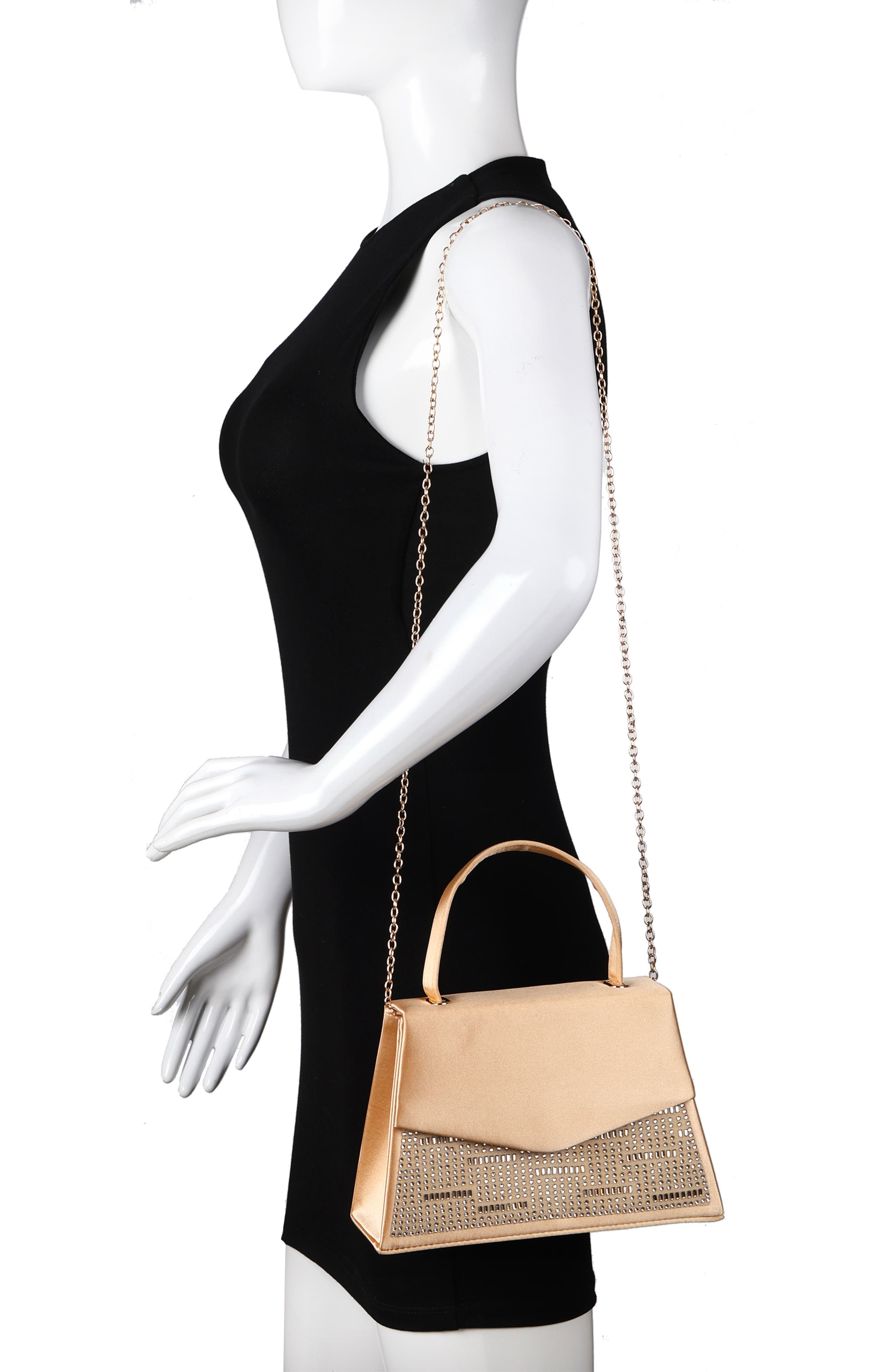 Linda Crystal Satin Clutch, Alternate, color, CHAMPAGNE