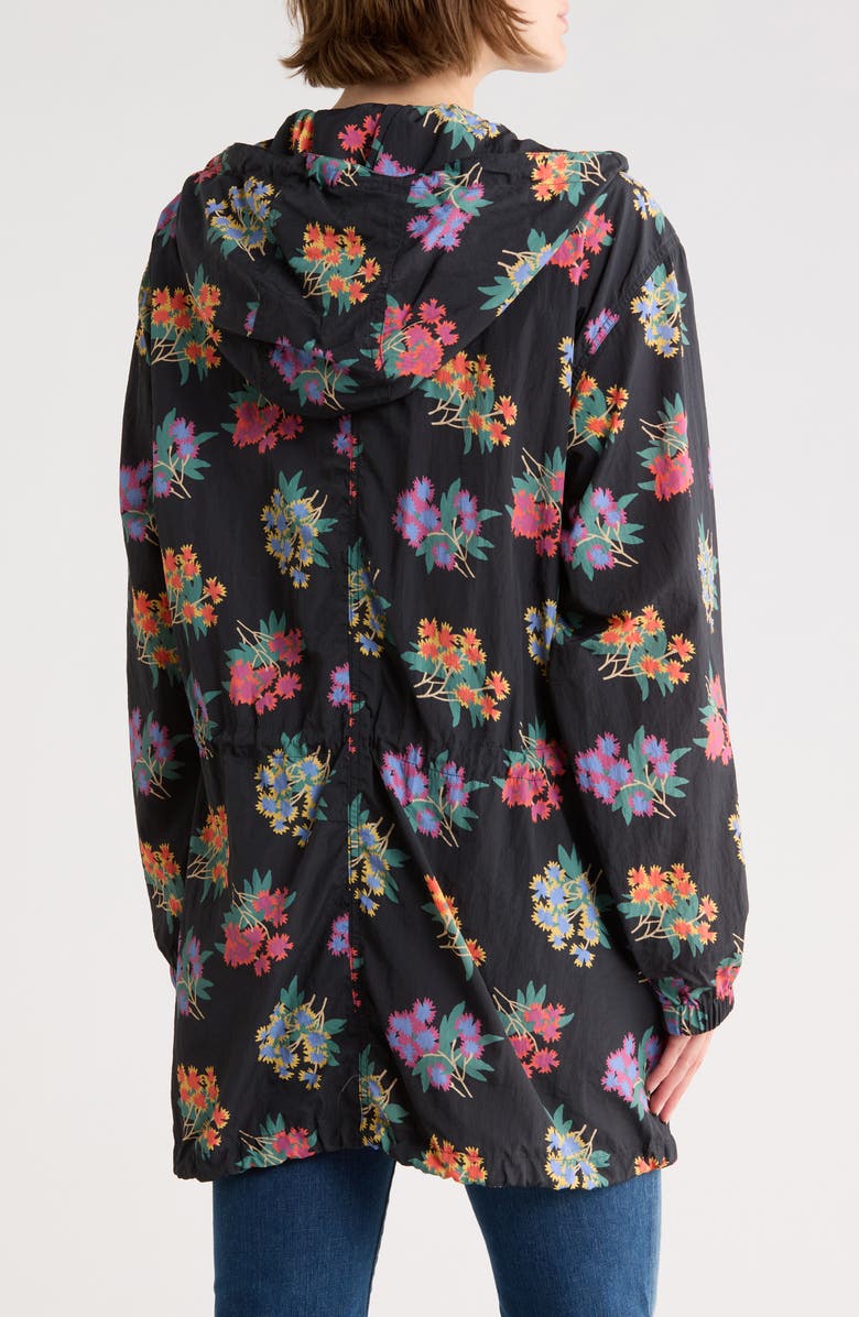 THE GREAT. The Rover Hooded Water Resistant Jacket, Alternate, color, Black Palisade Floral