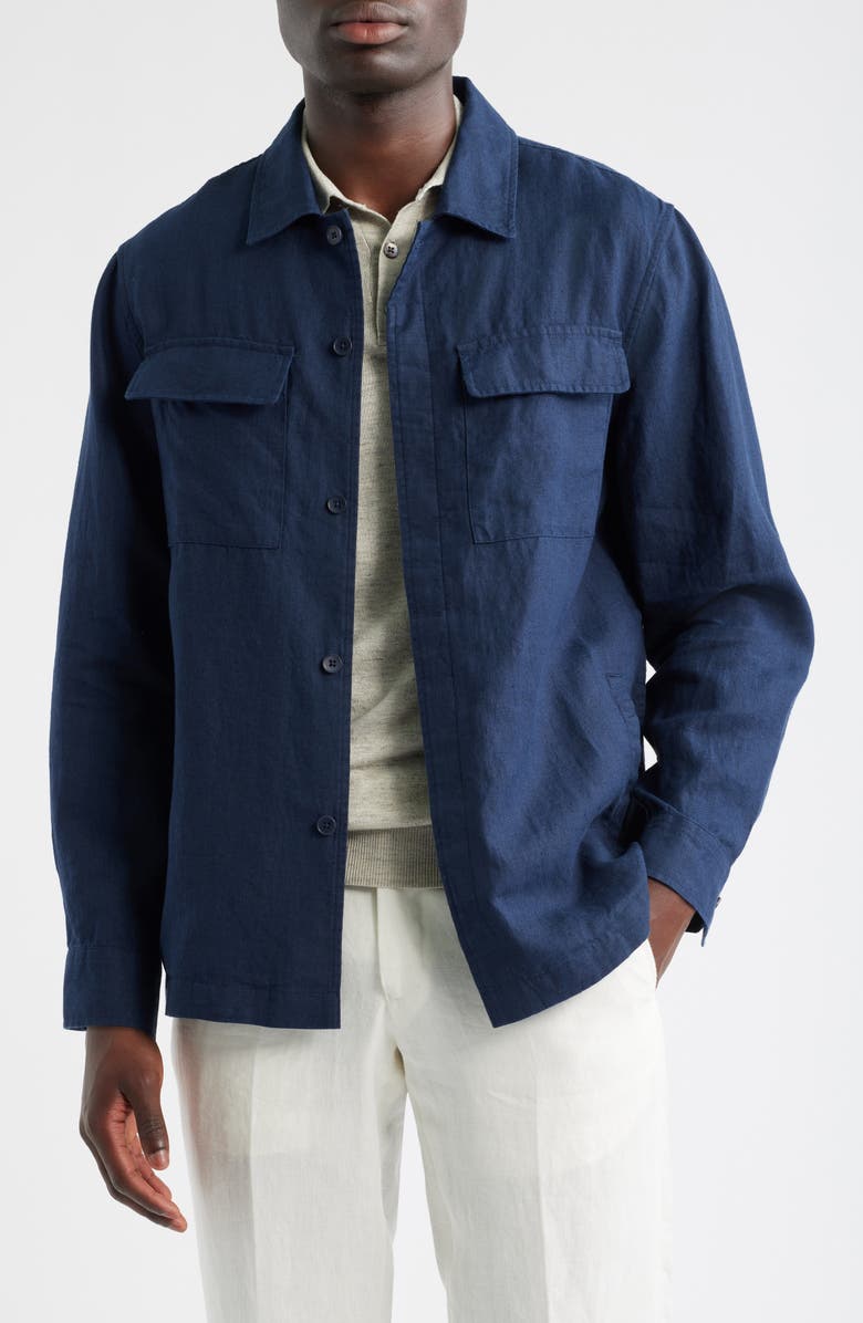 Nordstrom Linen Shirt Jacket, Main, color, Navy Blazer