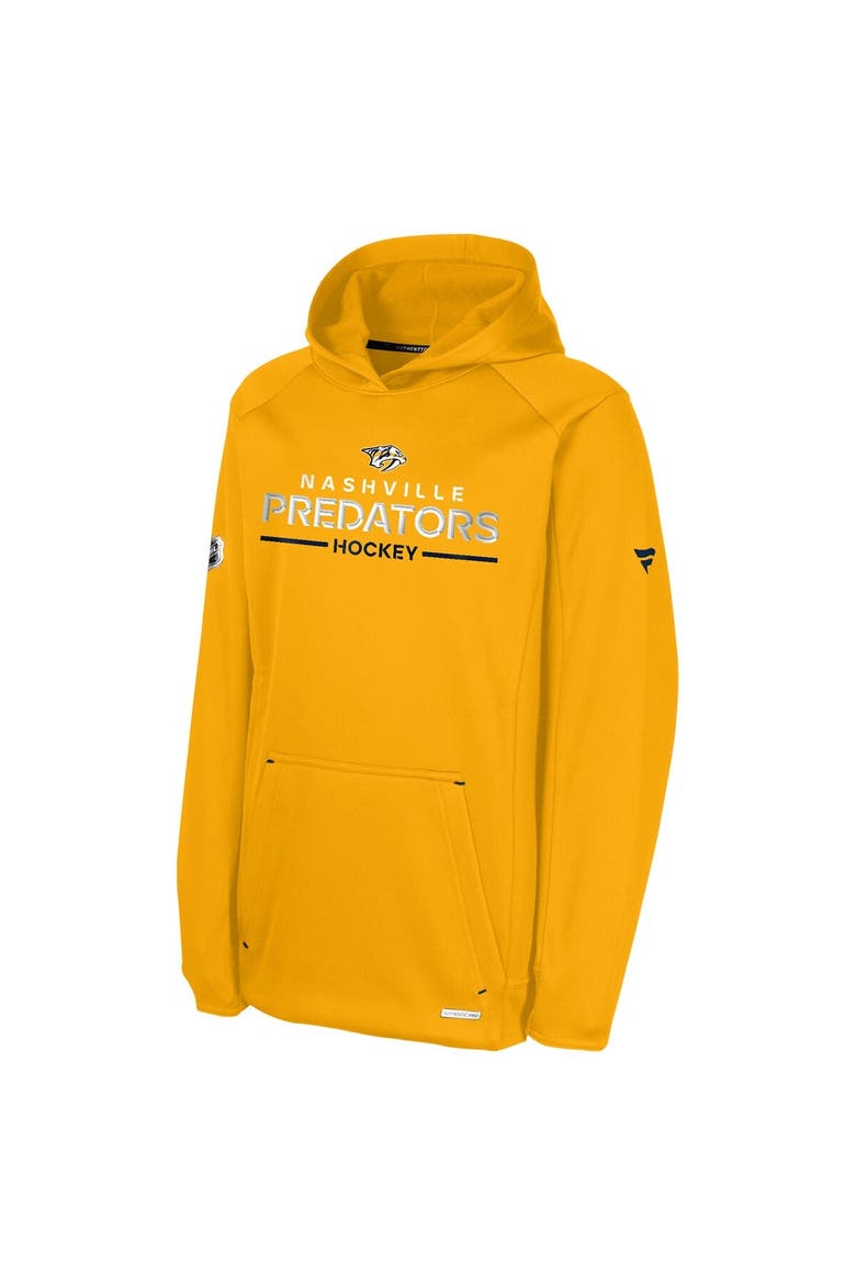 Youth Fanatics Gold Nashville Predators Authentic Pro Rink Raglan Hoodie, Alternate, color, Gold