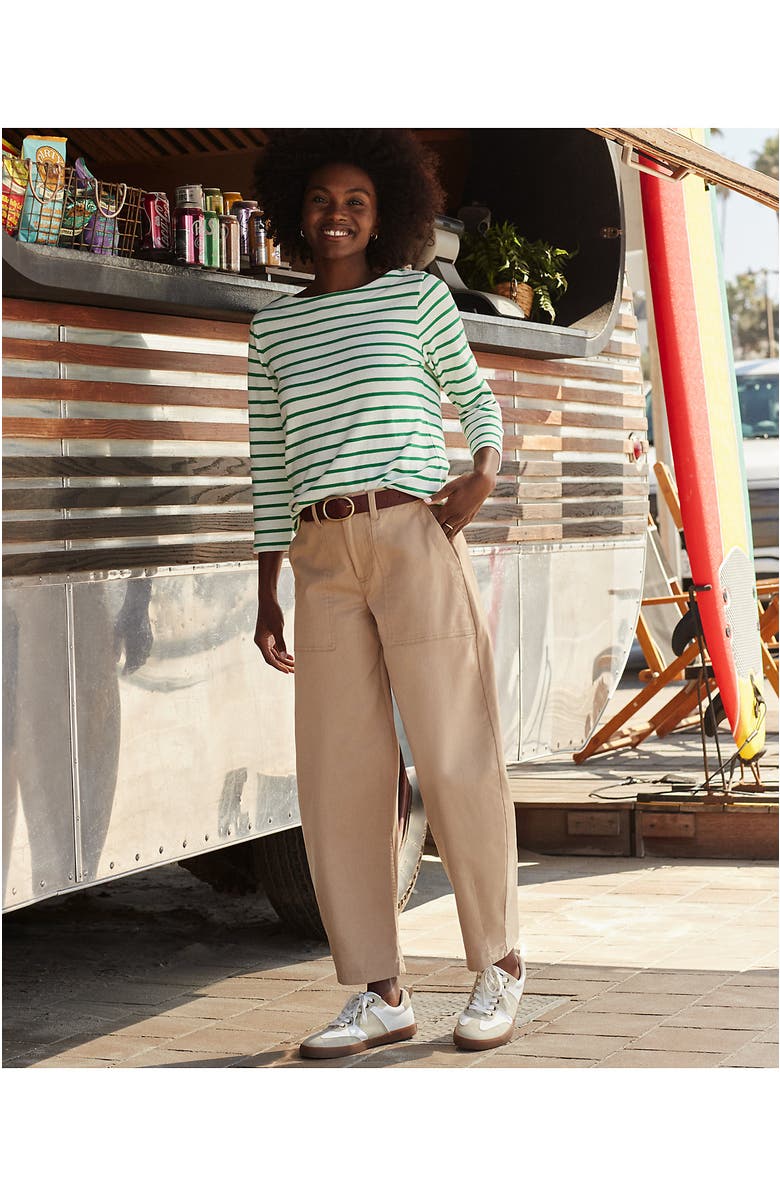 Lands' End High Rise Barrel Leg Chino Pants, Alternate, color, Desert Tan