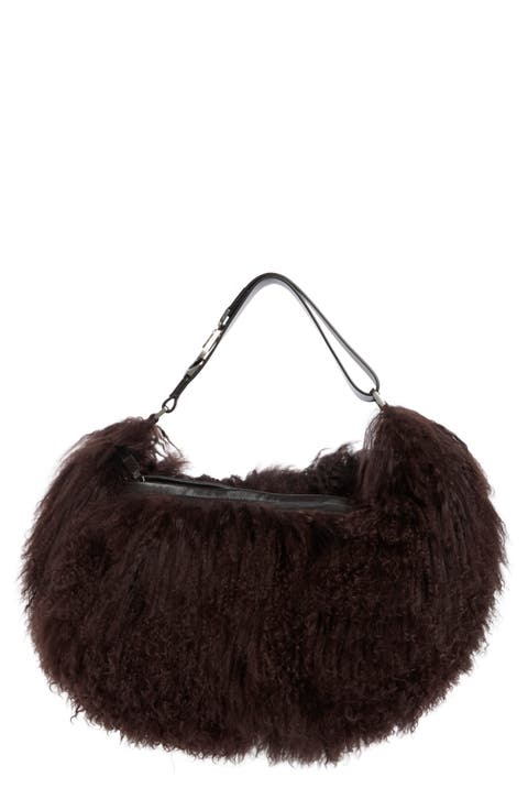 Quiver Clip Genuine Shearling Shoulder Bag