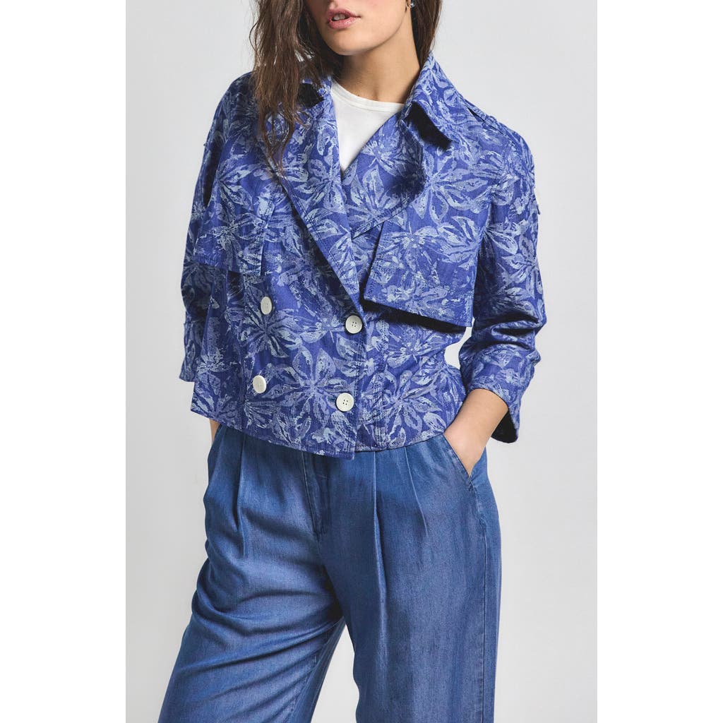 Derek Lam 10 Crosby Elijah Floral Cotton Blend Double Breasted Crop Jacket