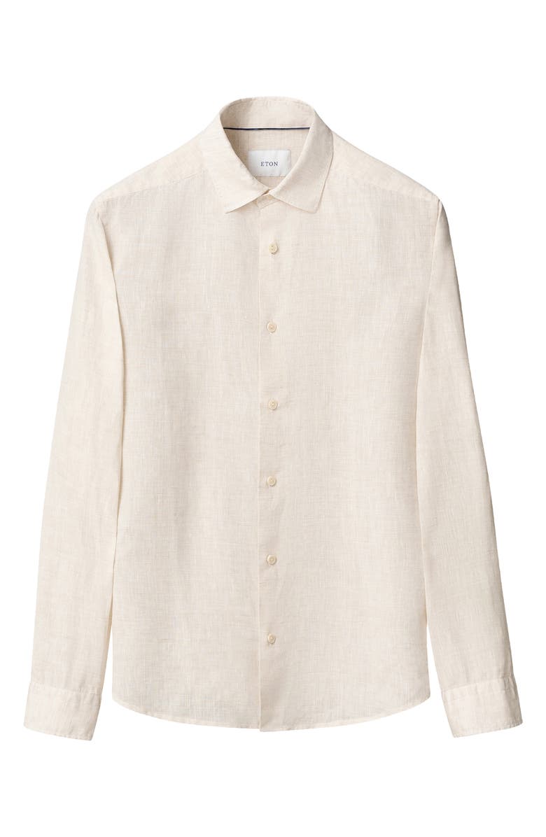 Eton Regular Fit Linen Dress Shirt, Alternate, color, Light Beige
