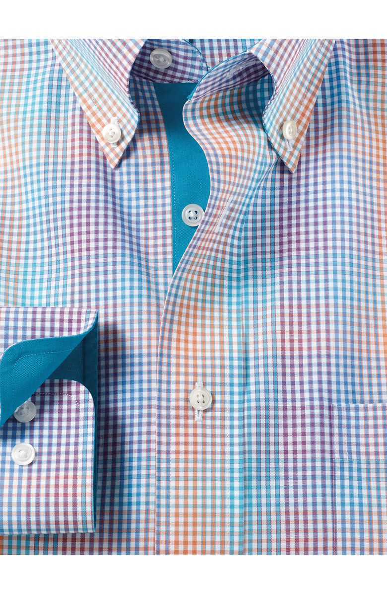 Paul Fredrick Slim Fit Comfort Stretch Non-iron Tattersall Dress Shirt With Contrast Trim, Alternate, color, Multi