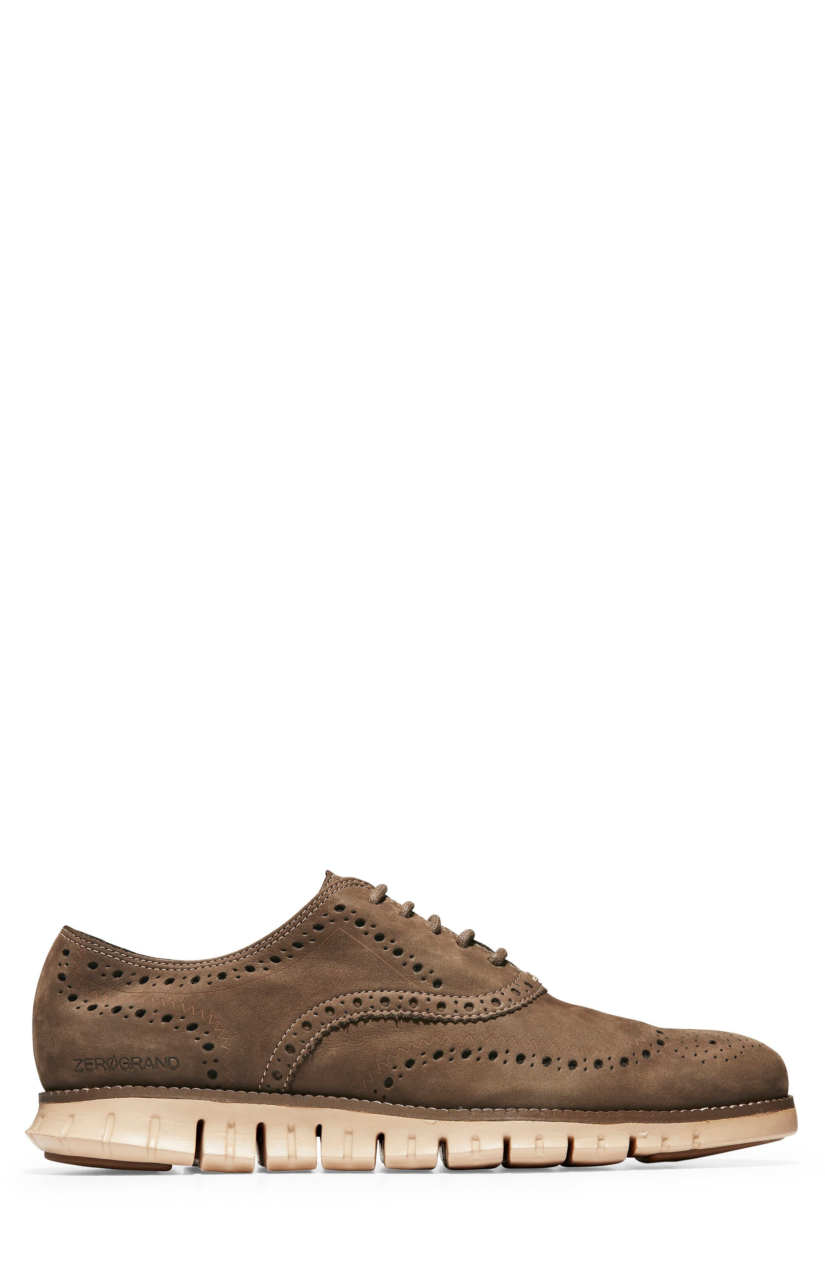 'ZeroGrand' Wingtip, Alternate, color, BLACK LEATHER/ ROCK RIDGE