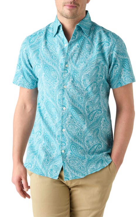 Morgan Paisley Jacquard Seersucker Short Sleeve Shirt