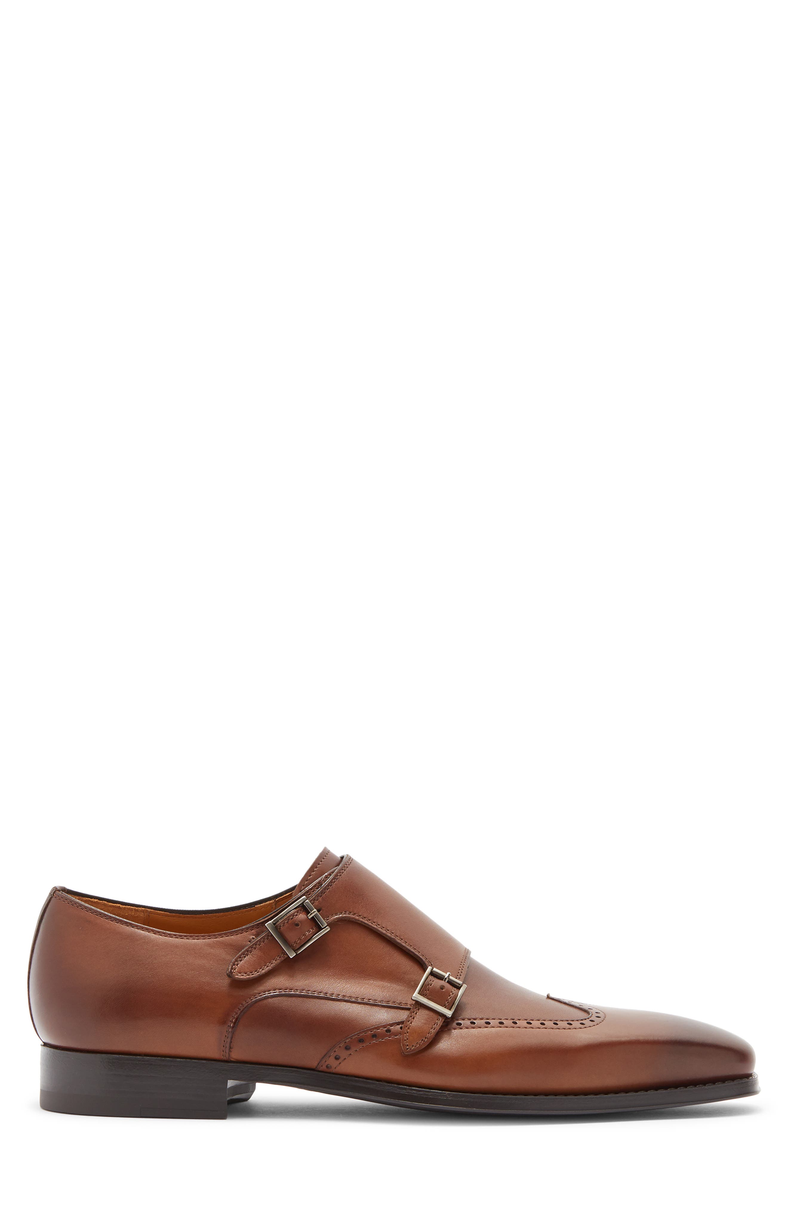 Helios Wing Double Monk Strap Shoe, Alternate, color, TABACO