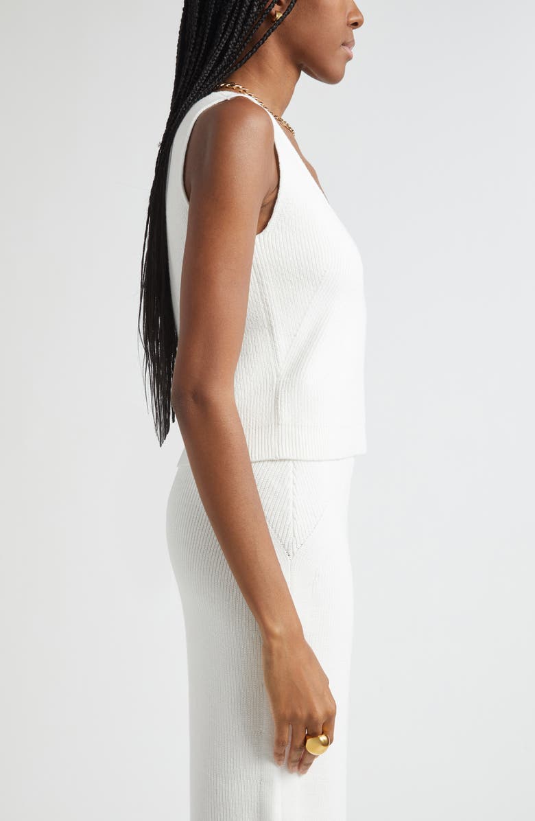 ST. JOHN Scoop Neck Rib Knit Shell, Alternate, color, Bright White