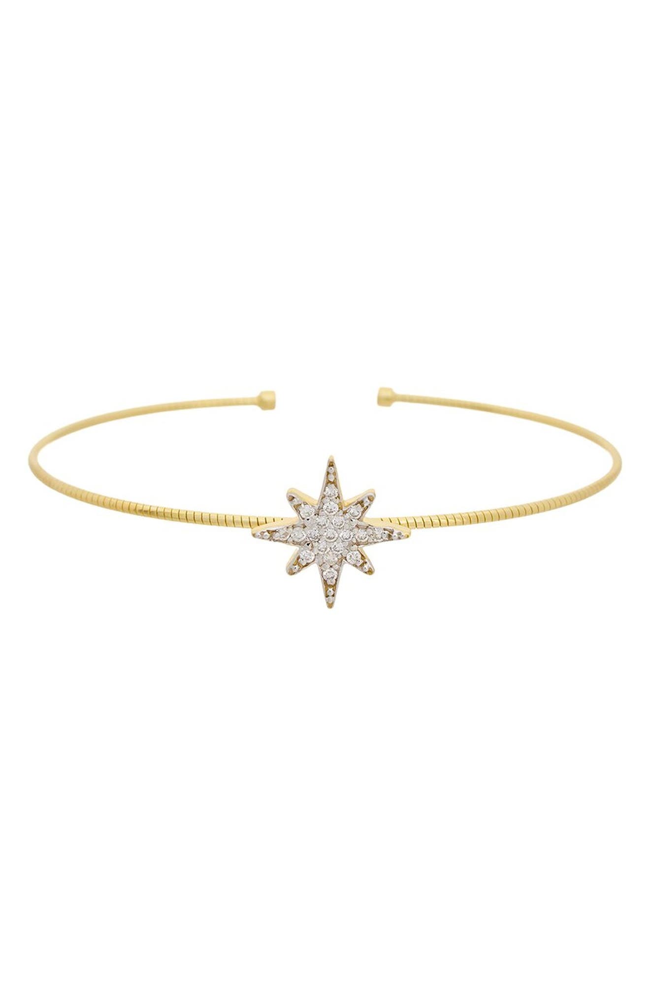 Sterling Silver Diamond Starburst Cuff Bangle