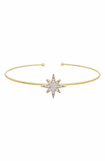Sterling Silver Diamond Starburst Cuff Bangle