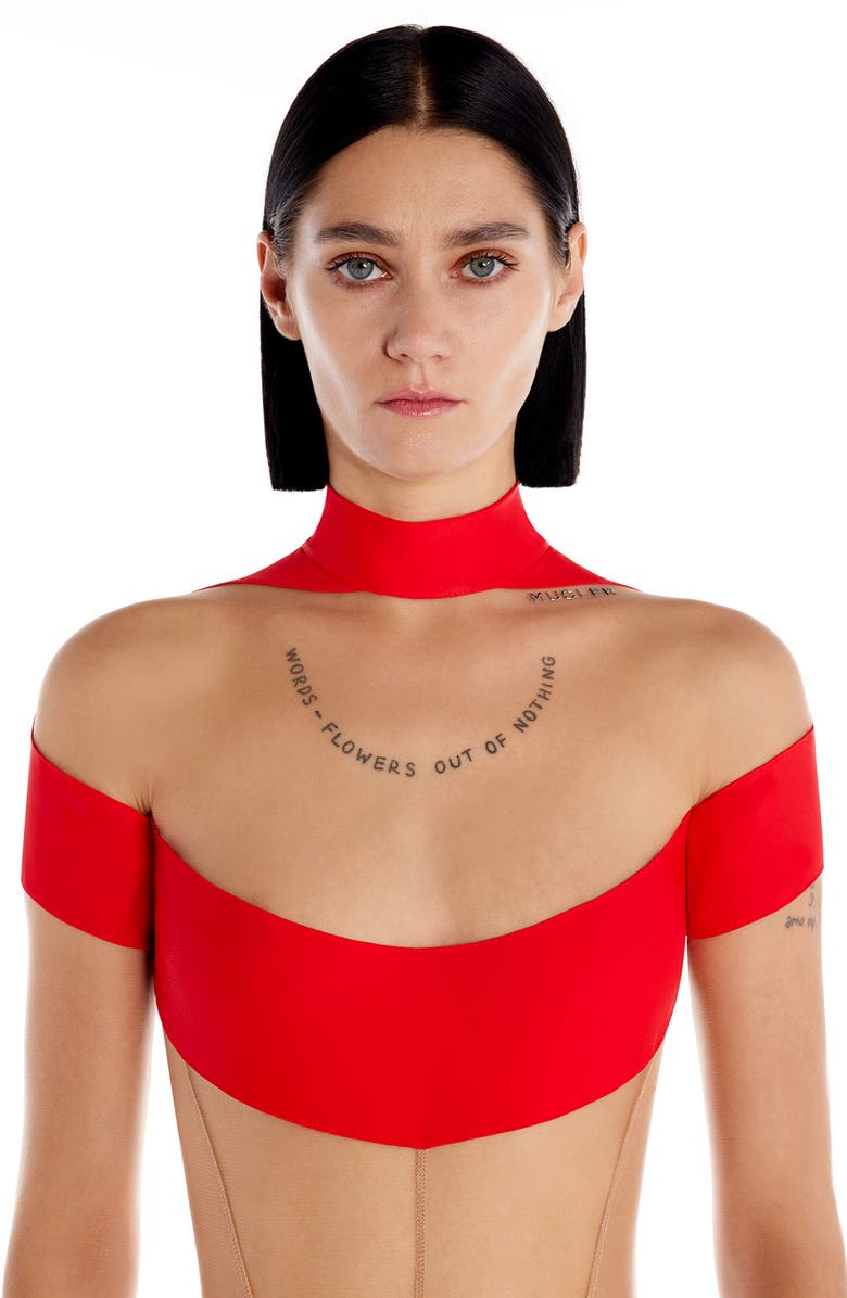 MUGLER Illusion Long Sleeve Bodysuit, Alternate, color,