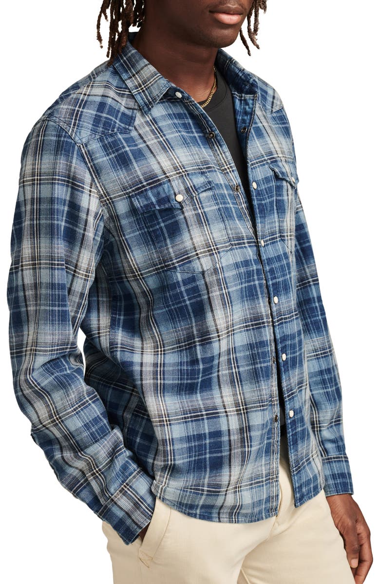 Lucky Brand Plaid Cotton Western Snap-Up Shirt, Alternate, color,