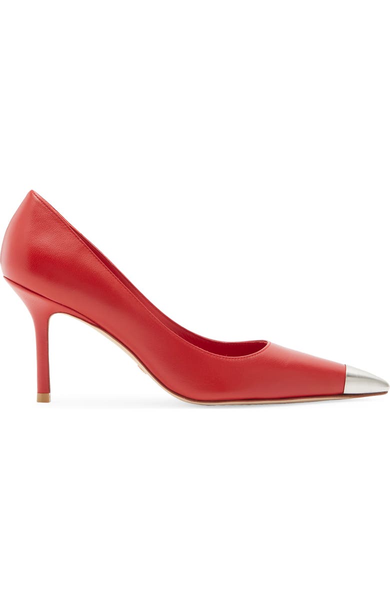 Stuart Weitzman Stuart Capsize Pointed Toe Pump, Alternate, color, Cherry/ Brushed Silver