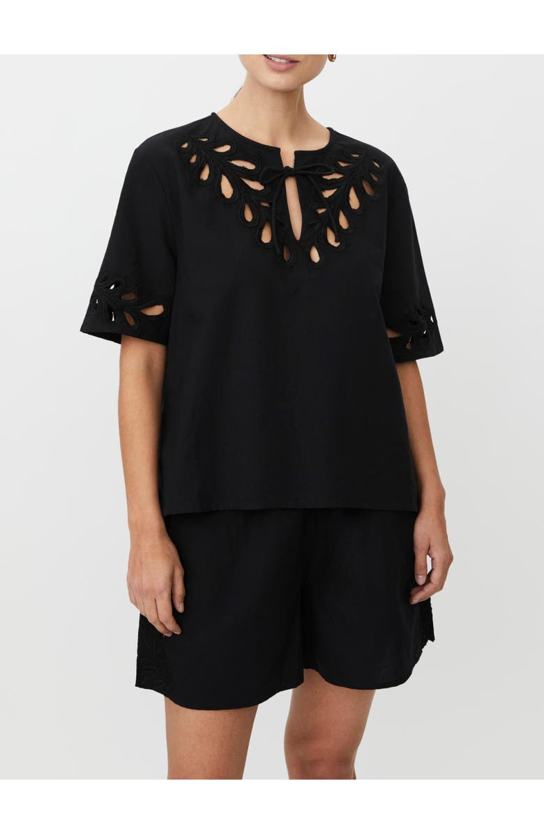 Masai Copenhagen MaDyselle Cutwork Detail Blouse, Alternate, color, Black