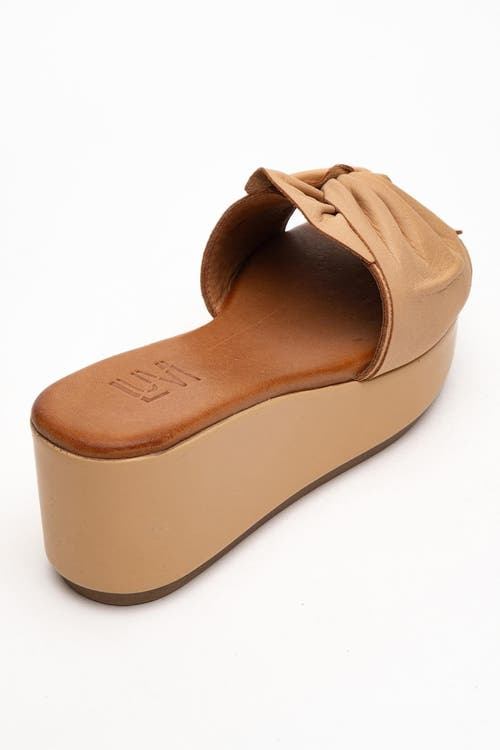 Forever & Always Shoes Syndra Bow Wedge Leather Sandal In Brown