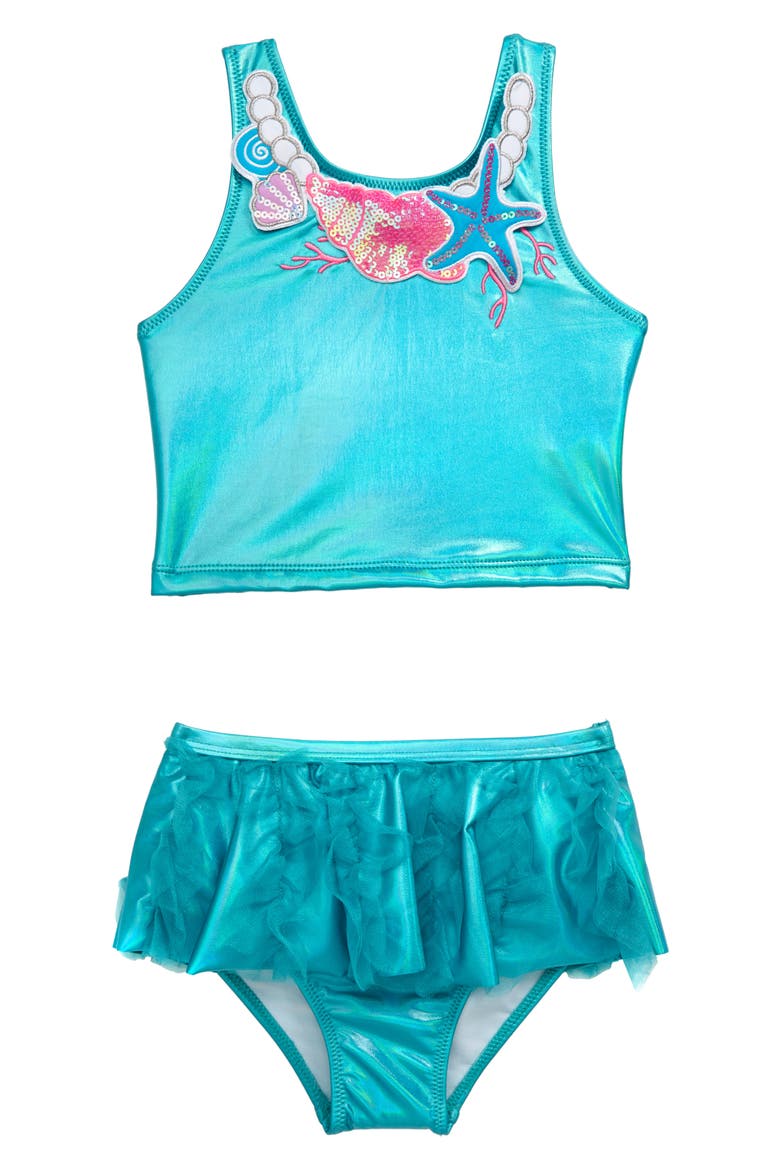 Embellished Two-Piece Swimsuit, Main, color, AQUA