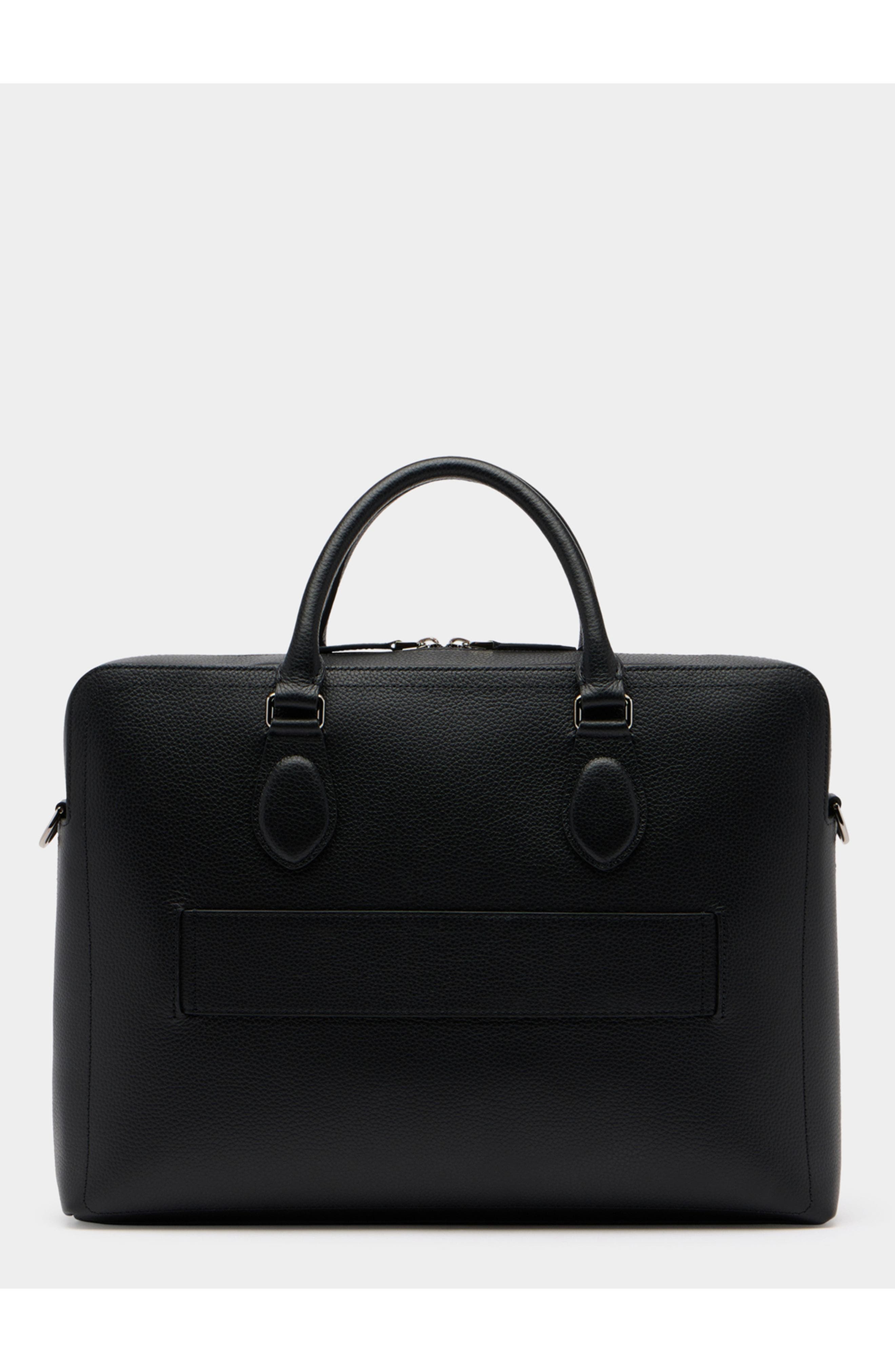 Bally Capitol Briefcase in Grained Leather, Alternate, color, Black+Palladio