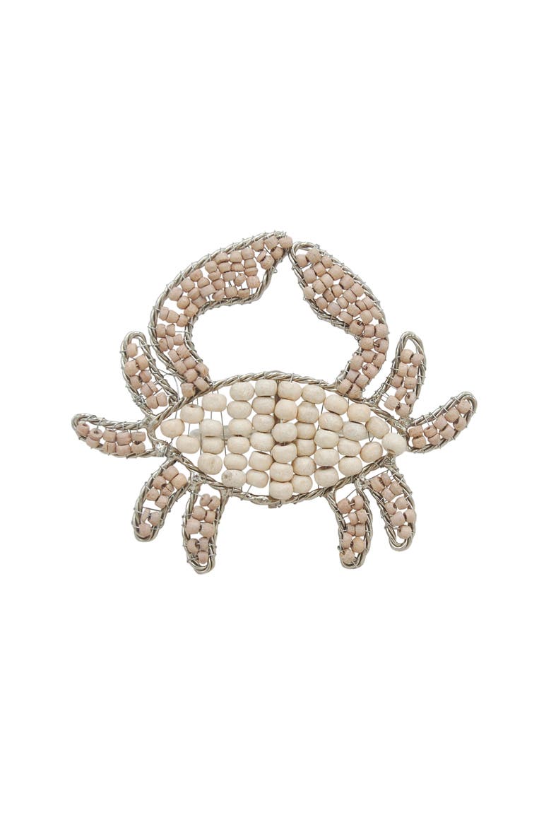 Napkin Rings Crab - Wood and Metal, Main, color, Beige