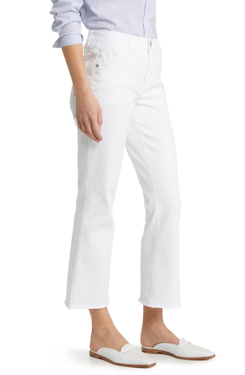 Wit & Wisdom Tatum 'Ab'Solution Frayed High Waist Ankle Flare Jeans, Alternate, color, Optic White