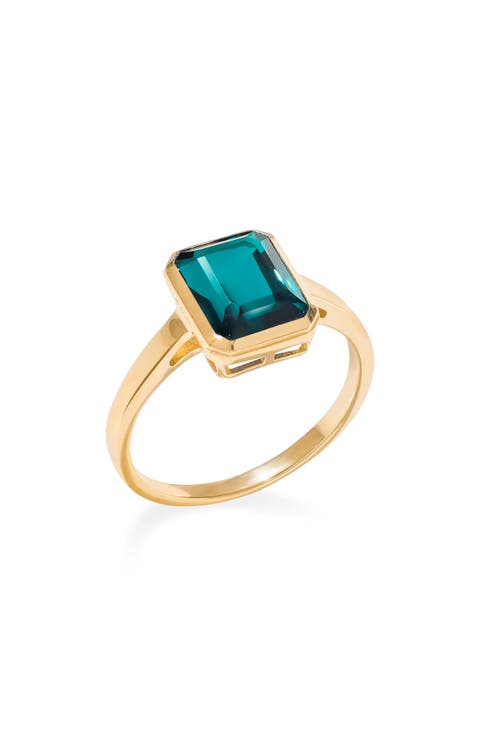 Gold Plated Emerald Cut Black Onyx Ring