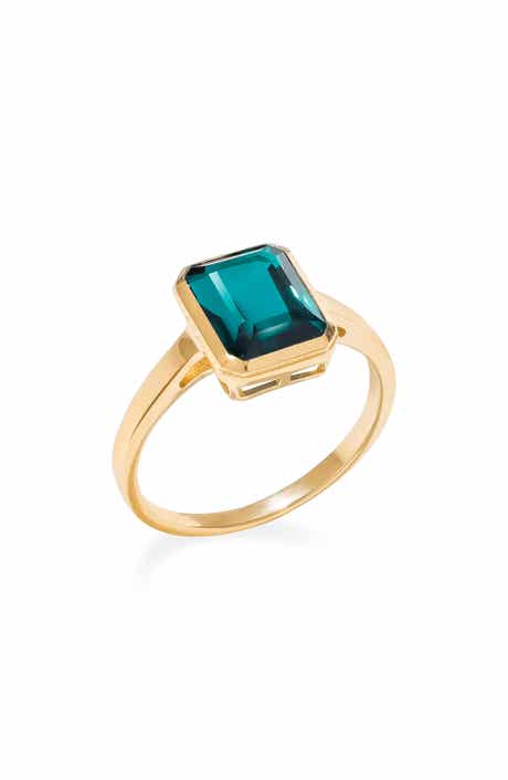 Gold Plated Emerald Cut Black Onyx Ring