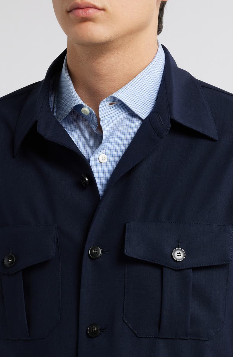 Canali Nuvolo Regular Fit Wool Shirt Jacket, Alternate, color, Navy