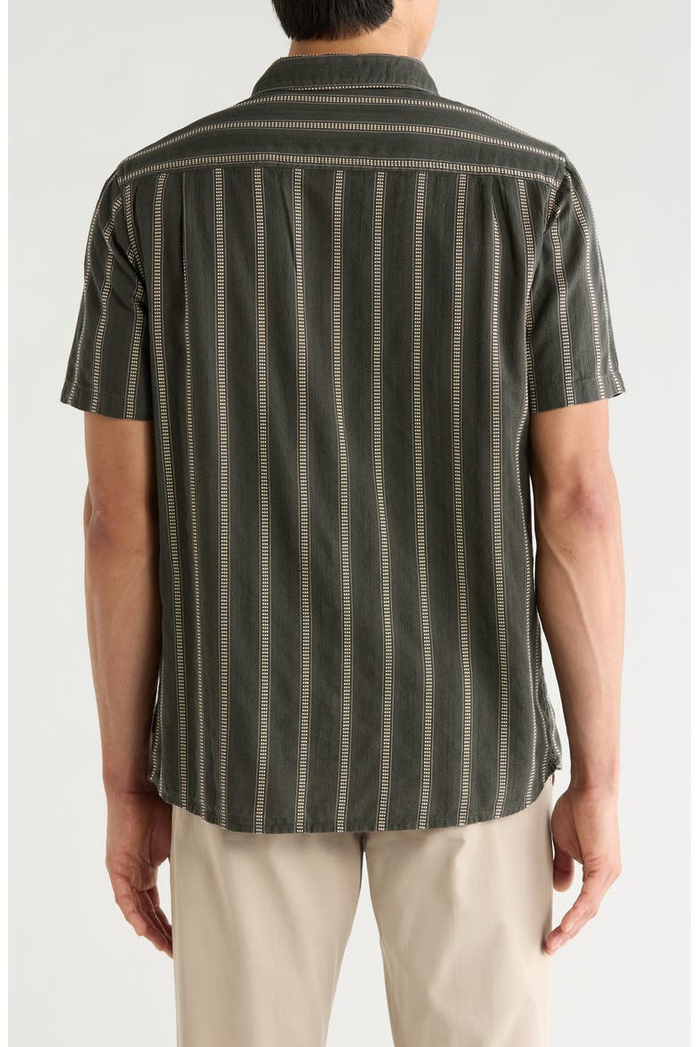 Crosswinds Short Sleeve Cotton Blend Dobby Button-Up Shirt, Alternate, color, ONYX