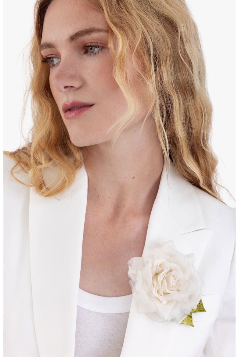 The White Rose Floral Brooch, Alternate, color, White