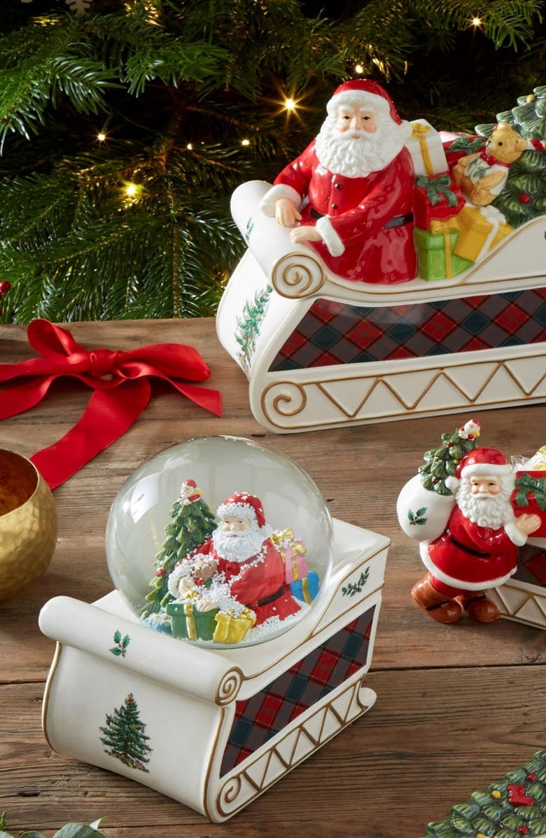 Spode Santa Claus Christmas Tree Musical Snow Globe, Alternate, color, 