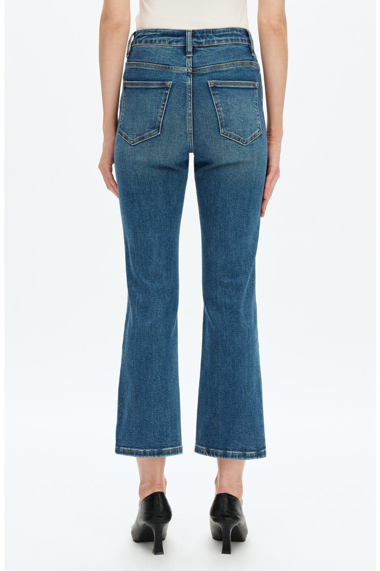 Two-Tone High Waist Straight Leg Jeans, Alternate, color, MEDIUM BLUE