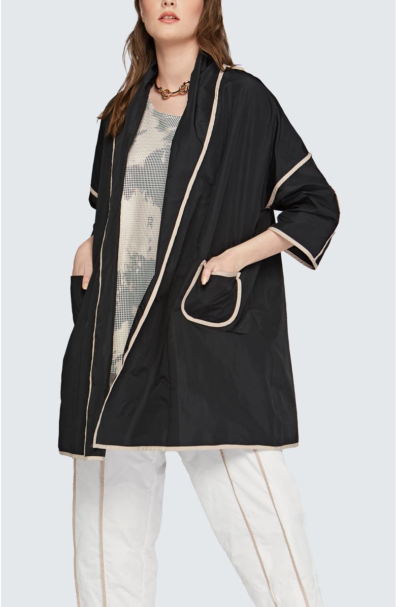 LUUKAA Seraph Kimono-Style Memory Taffeta Duster, Alternate, color, Black