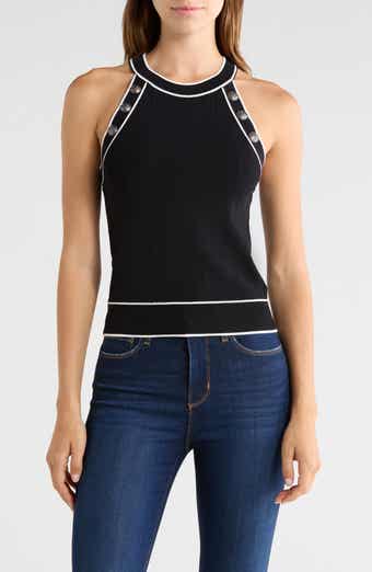 Rosemary High Neck Button Tank