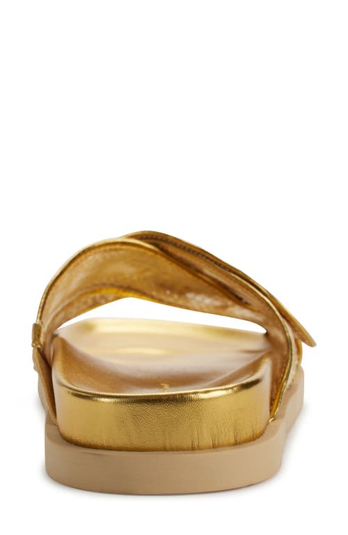 Donna Karan Women's Harisa X- Band Slip-on Flat Sandals In Tan/gold