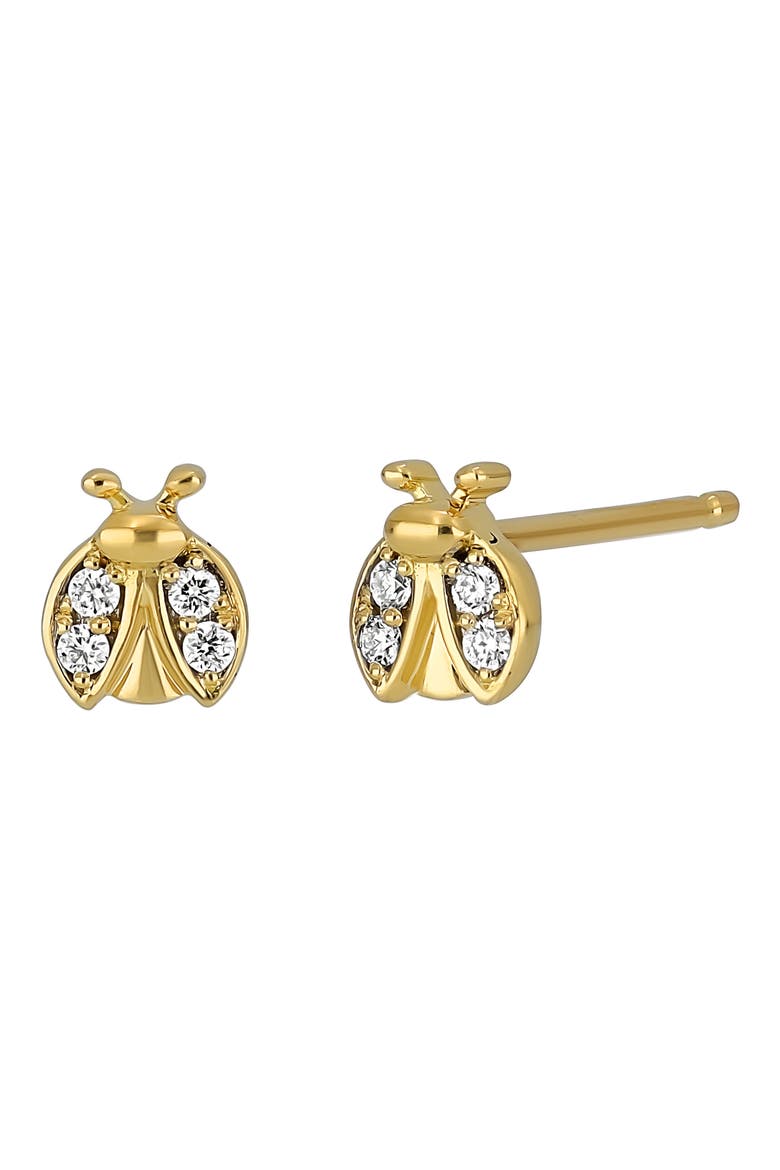 Icon Diamond Bug Stud Earrings (Nordstrom Exclusive), Main, color, 18KY 8RD0.05