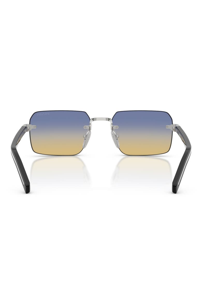 55mm Gradient Rectangular Sunglasses, Alternate, color, SILVER / YELLOW/ DARK BLUE