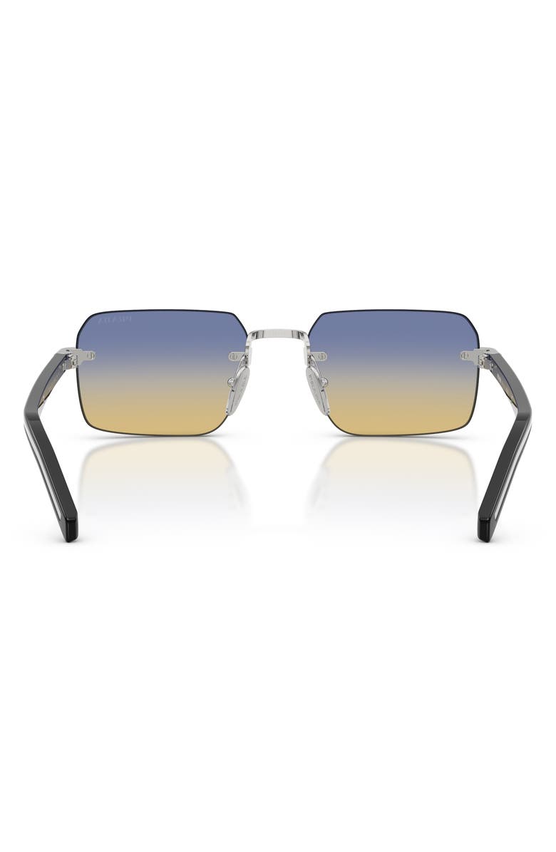 Prada 55mm Gradient Rectangular Sunglasses, Alternate, color, Silver / Yellow/ Dark Blue