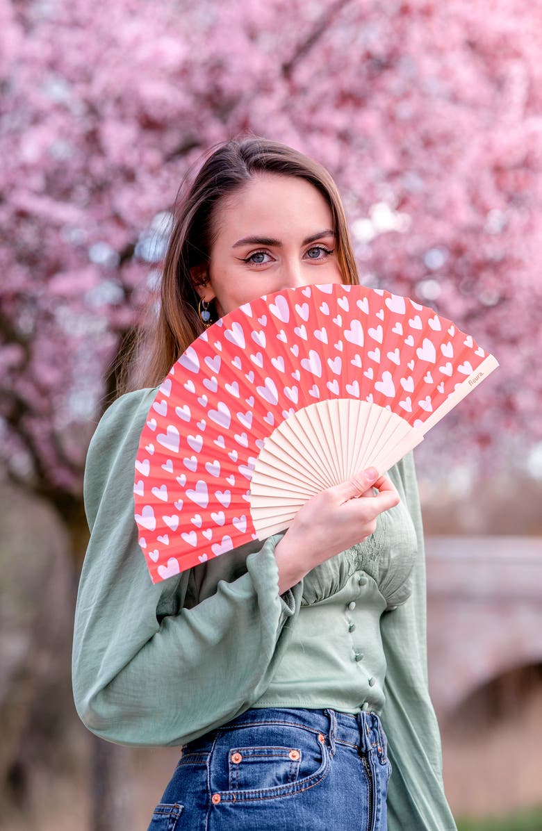 Fisura Hearts Foldable Hand Fan, Alternate, color, 
