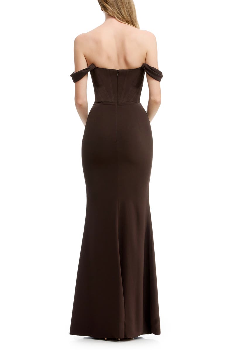 Dress the Population Melania Off the Shoulder Gown, Alternate, color, Mocha