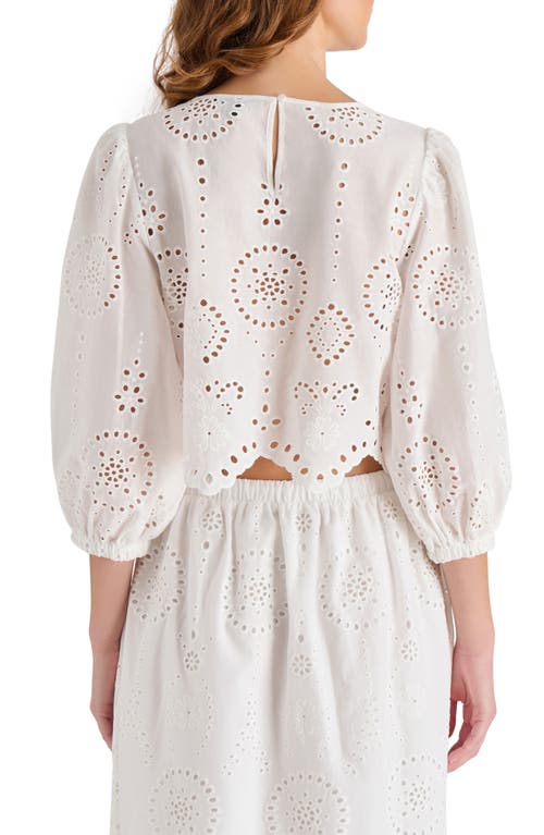 Steve Madden Meera Eyelet Embroidered Cotton Crop Top In Antique