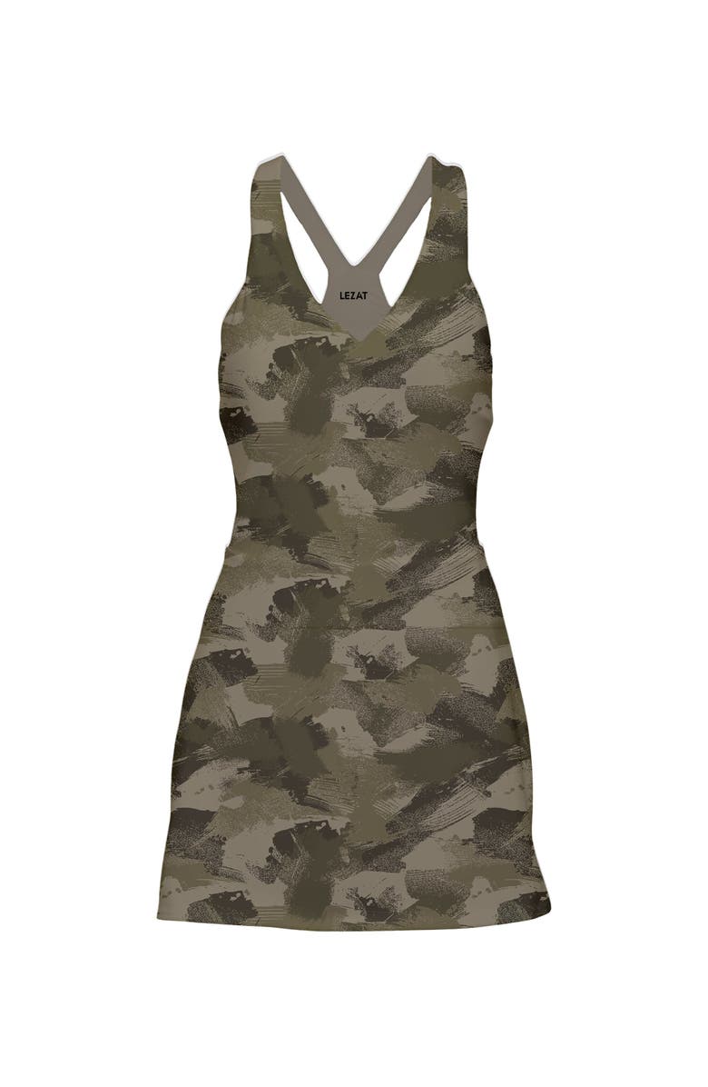 Lezat Isla Racerback Organic Cotton Sport Dress, Main, color, Camo Brush