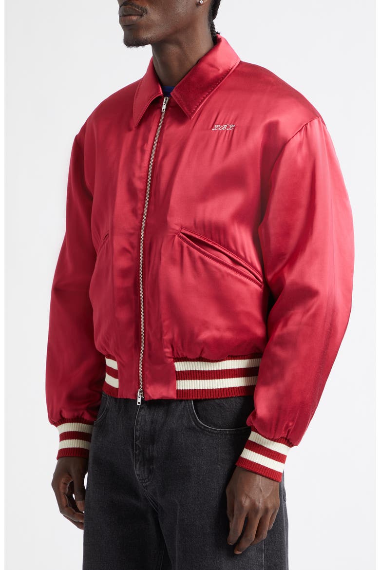 Aces Satin Club Jacket, Alternate, color, RED