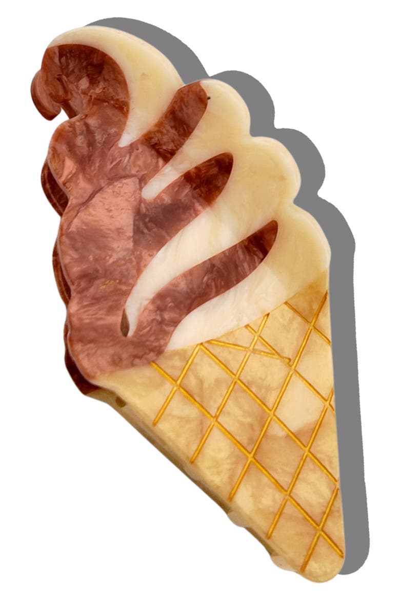 Soft Serve Ice Cream Hair Claw Clip, Main, color, BROWN/ CREAM