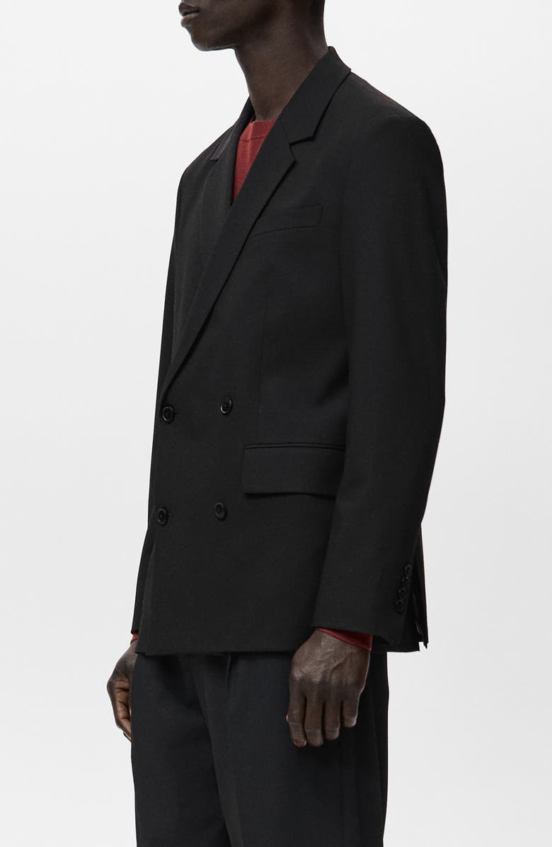 MANGO Boston Double Breasted Blazer, Alternate, color, Black