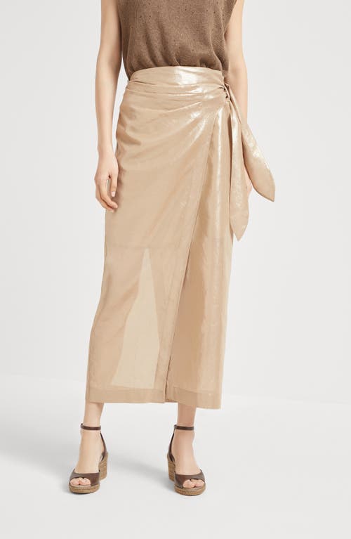 Brunello Cucinelli Coated Cotton Wrap Skirt In Pattern