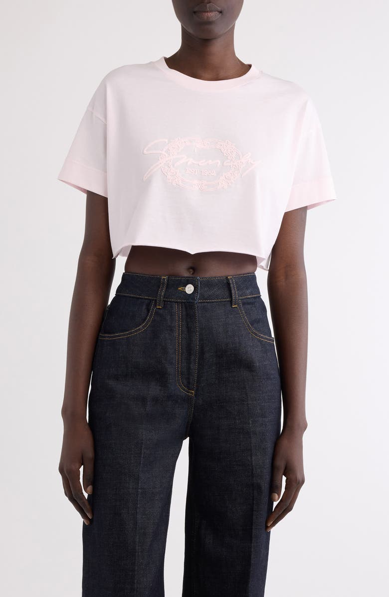 Givenchy Logo Embroidered Crop T-Shirt, Main, color, 