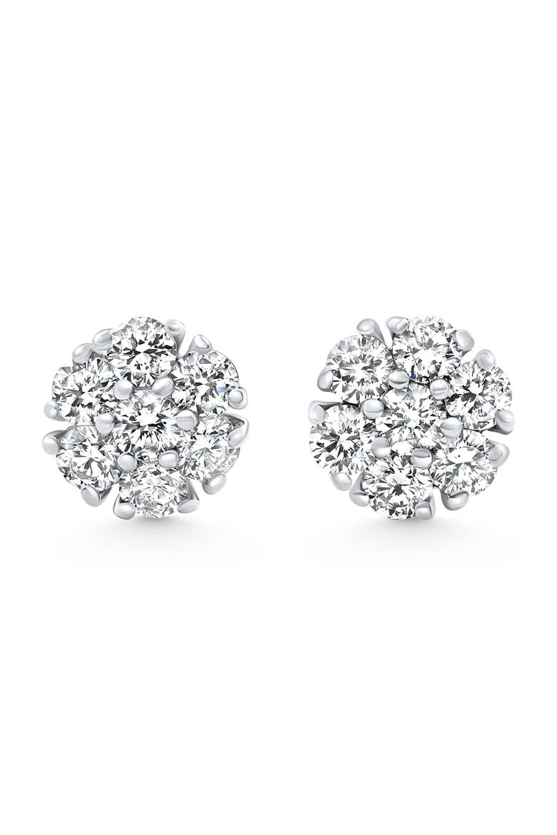 1Ct Diamond Cluster Pave Studs Screwback Earrings 14k Gold Lab Grown, Main, color, White Gold