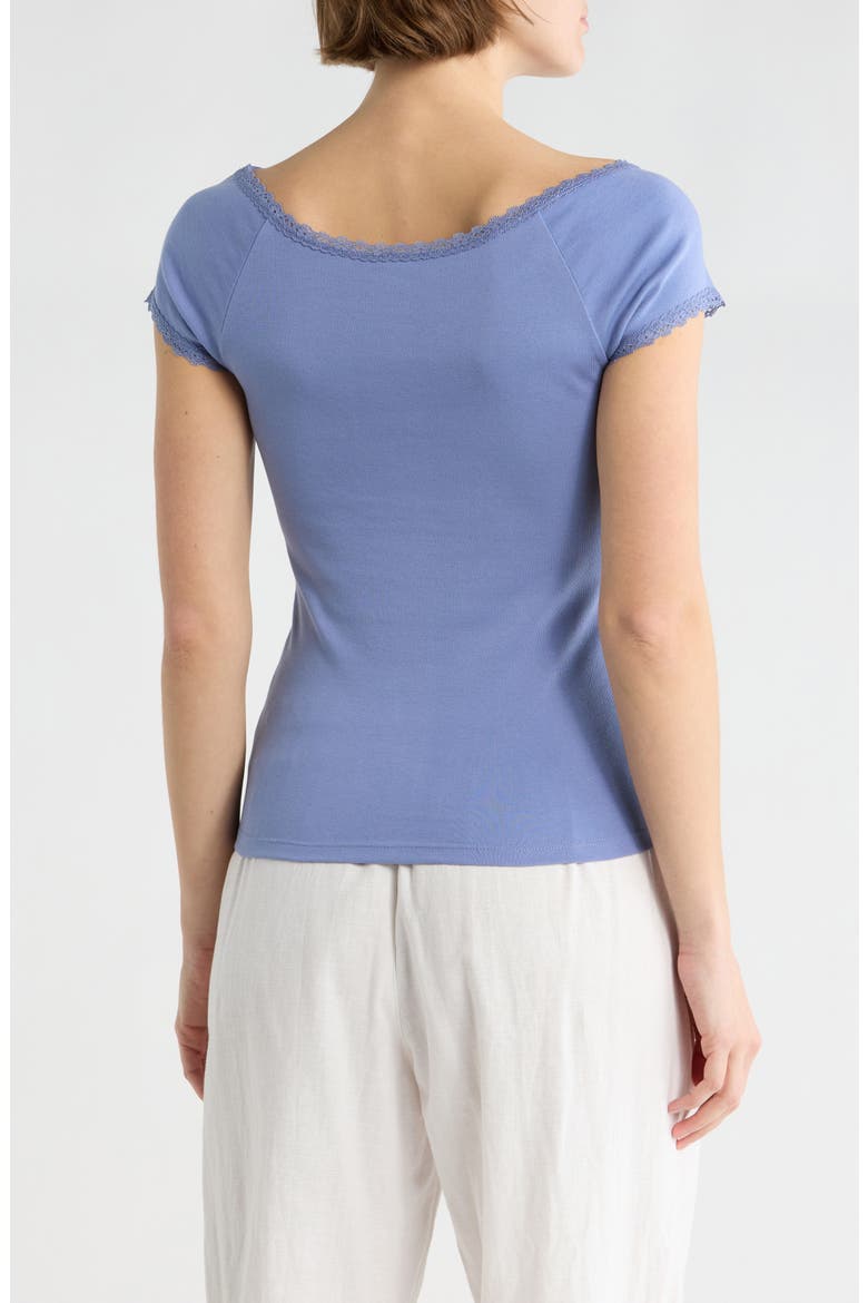 Lace Trim T-Shirt, Alternate, color, BLUE FROST